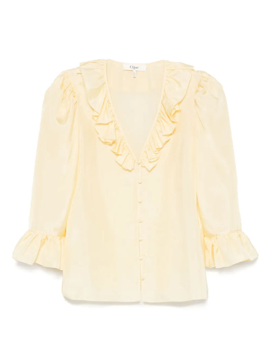 Ruffled Silk Blouse