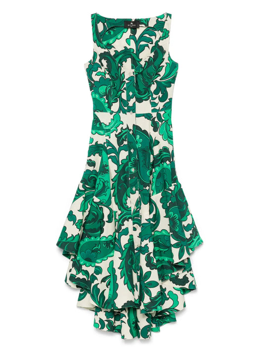 Paisley-Print Midi Dress