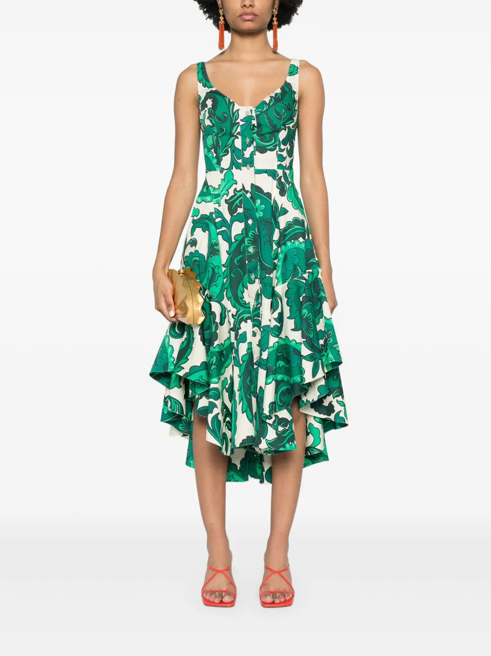 Paisley-Print Midi Dress