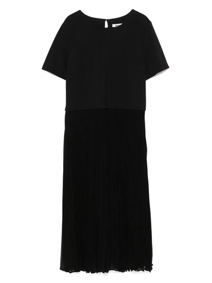 Plissé-Detailed Midi Dress