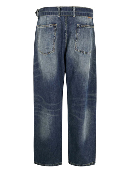 Belted Wide-Leg Jeans