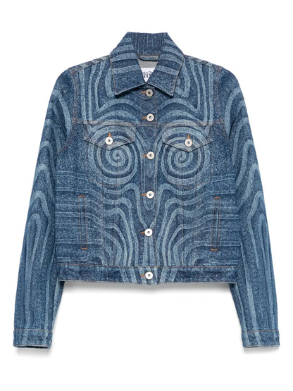 Spiral-Print Denim Jacket