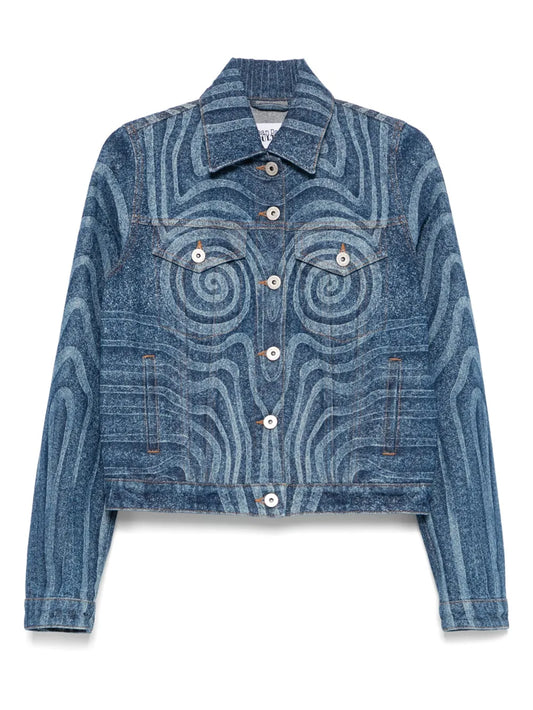Spiral-Print Denim Jacket