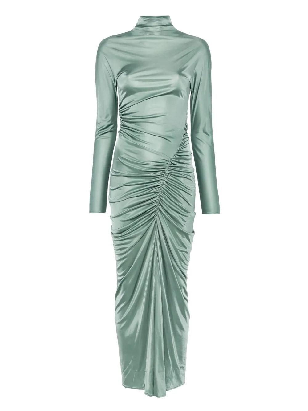Ruched Mock-Neck Maxi Dress