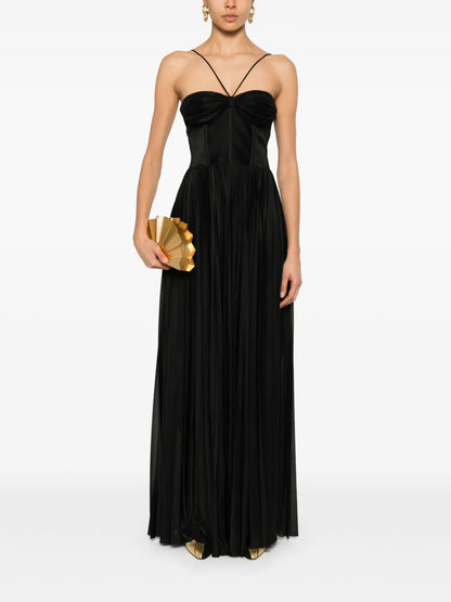 Bustier Pleated Maxi Dress