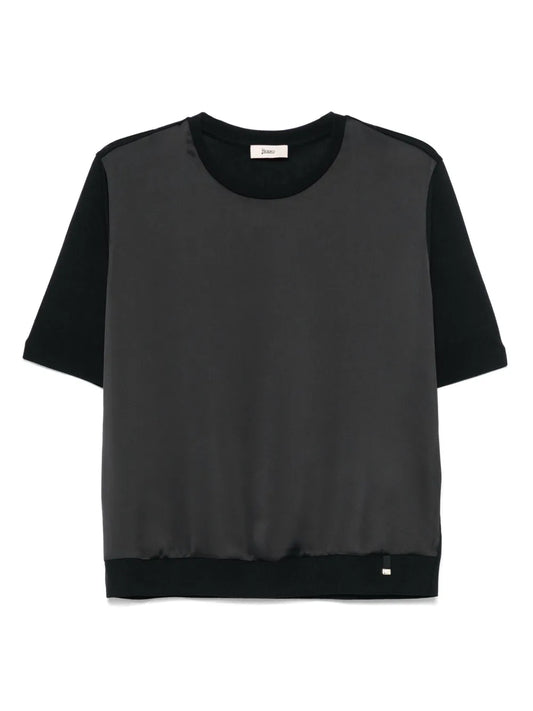 Knitted-Panel T-Shirt