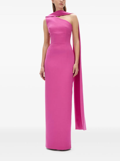 Clara Asymmetrical Cape-Detail Dress
