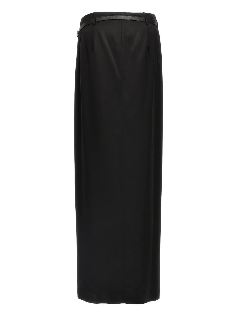 Leather-Belt Wrap Maxi Skirt