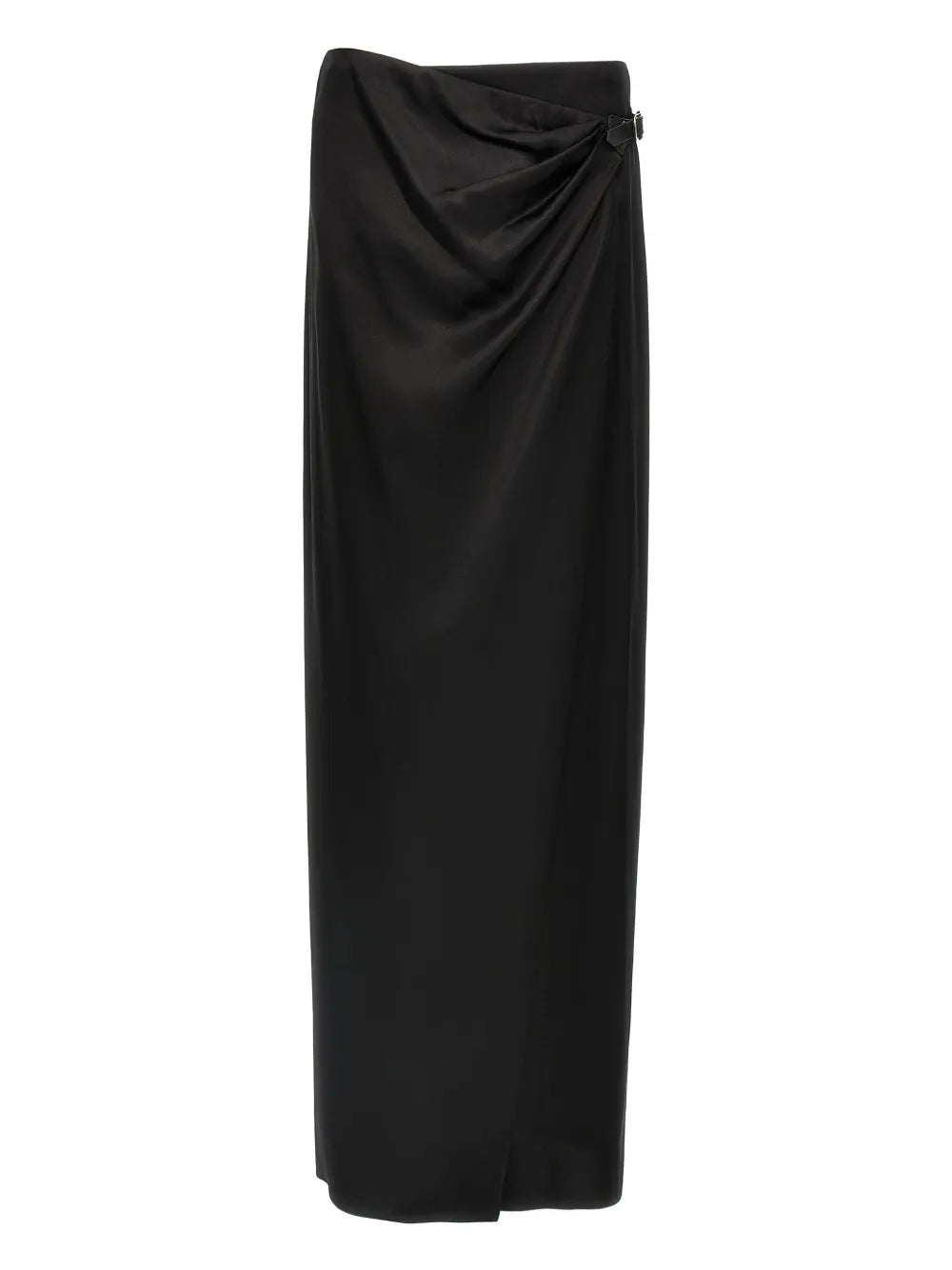 Leather-Belt Wrap Maxi Skirt