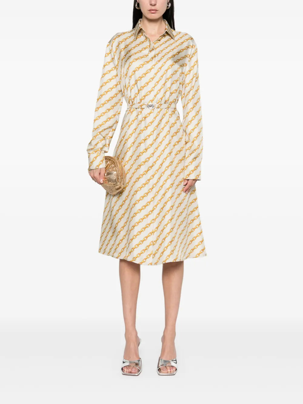 Oblique Chain-Print Shirt Dress