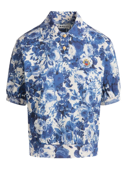 Abstract-Print Polo Top