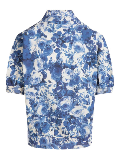 Abstract-Print Polo Top