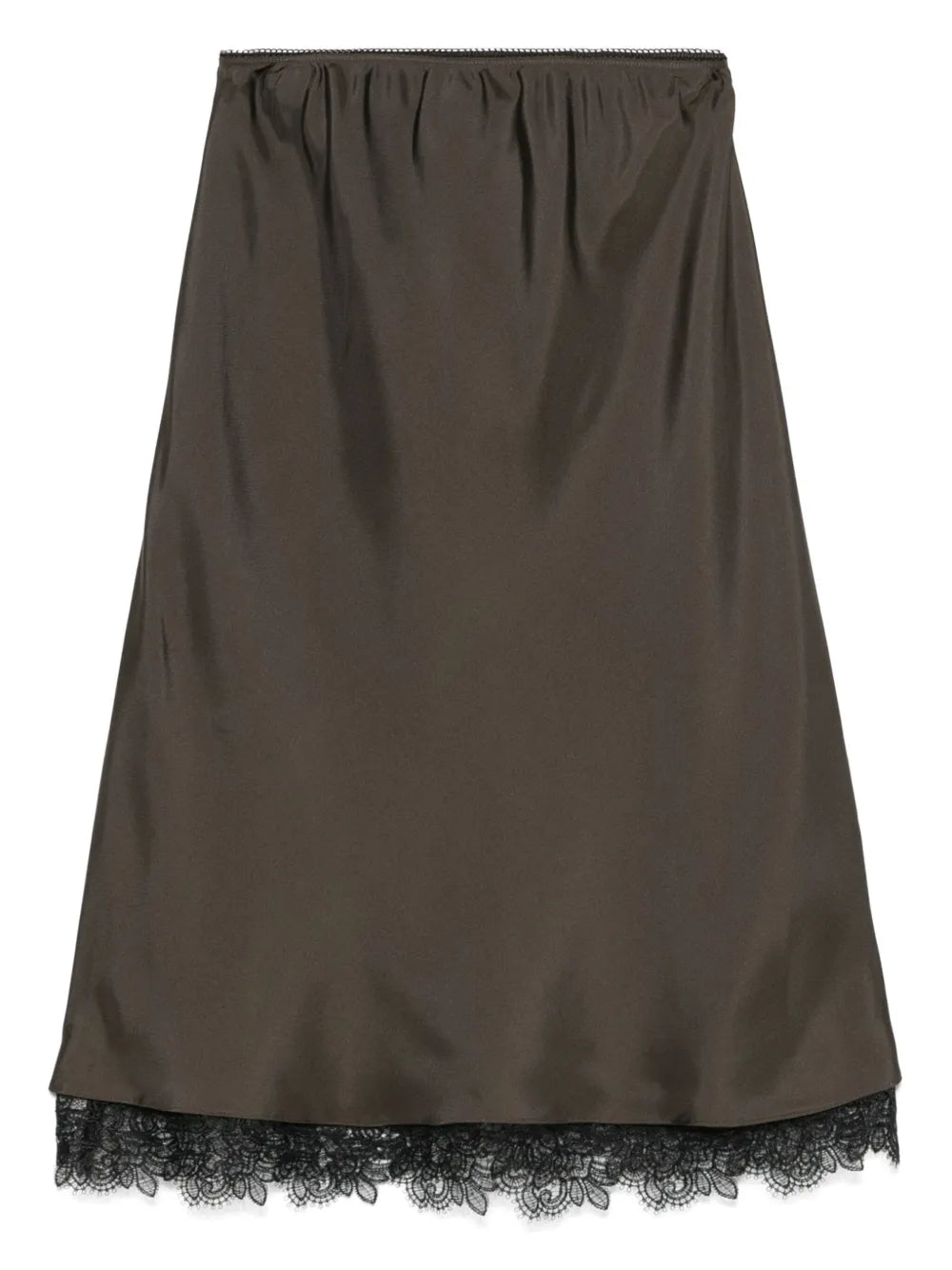 Lace-Trim Midi Skirt