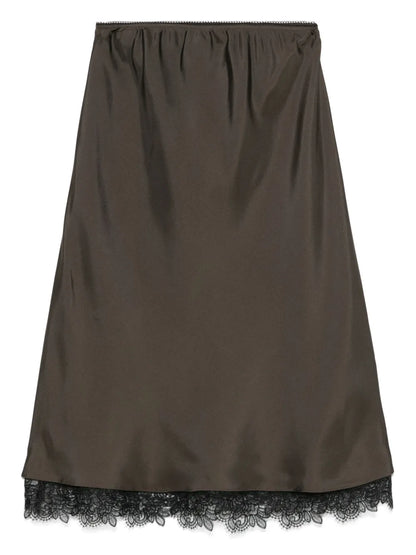 Lace-Trim Midi Skirt