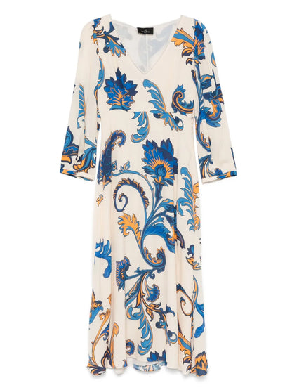 Floral-Print Midi Dress