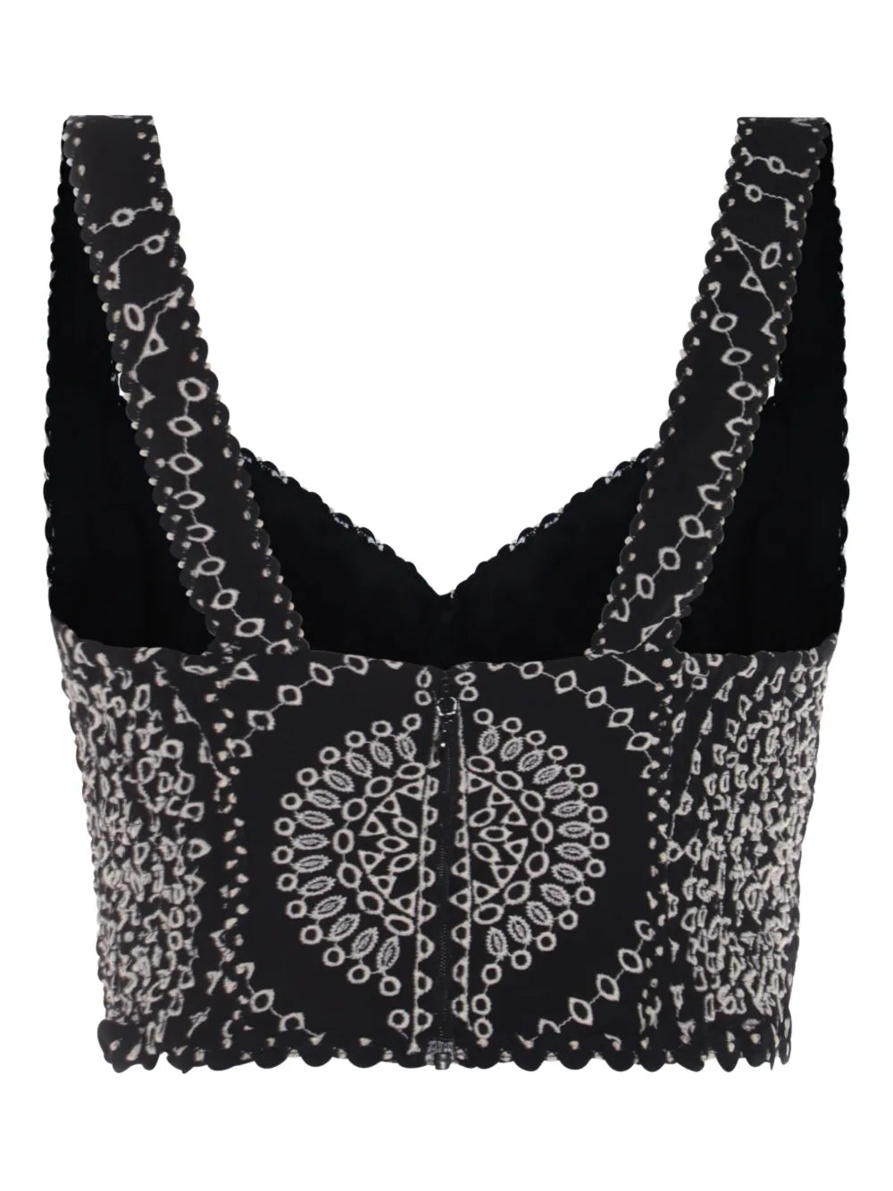Goldie Scalloped-Hem Embroidered Crop Top
