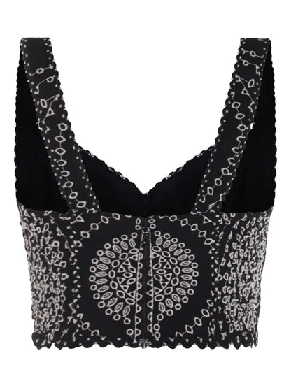 Goldie Scalloped-Hem Embroidered Crop Top