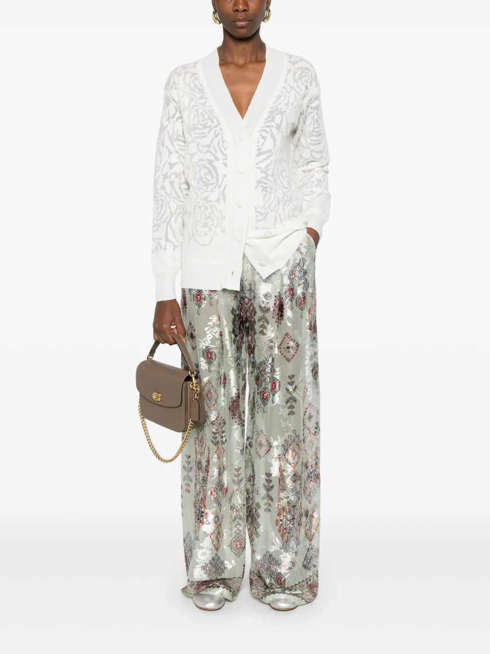 Floral-Jacquard Cardigan