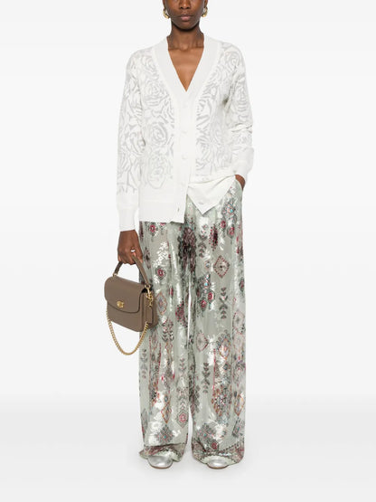 Floral-Jacquard Cardigan