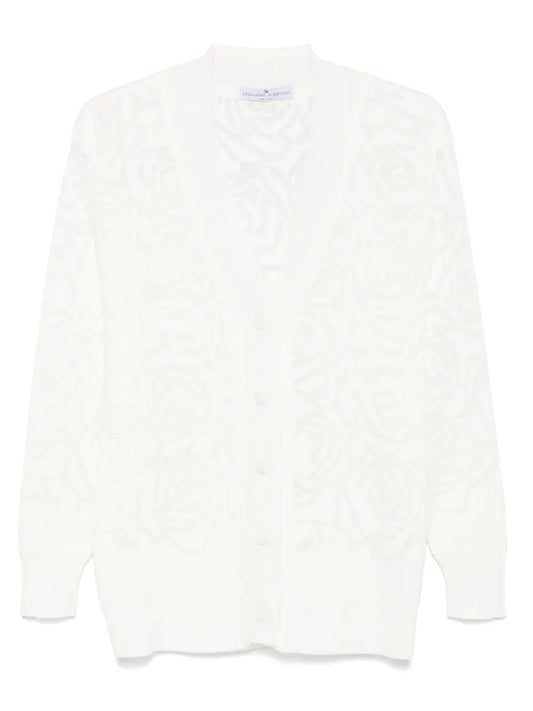 Floral-Jacquard Cardigan
