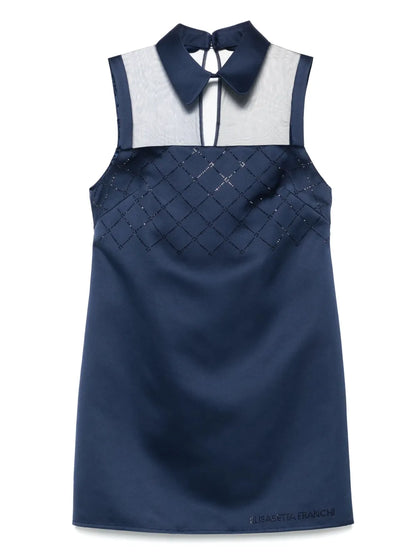 Rhinestones Satin Mini Dress