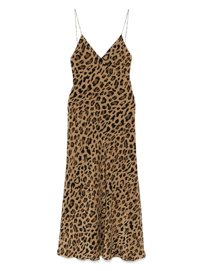 Leopard-Print Slip Midi Dress