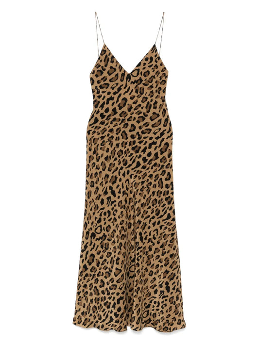Leopard-Print Slip Midi Dress