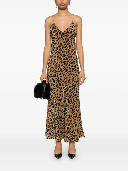 Leopard-Print Slip Midi Dress