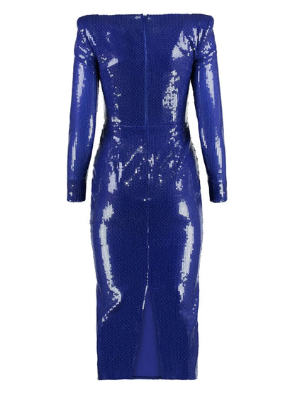 Sequin-Embellished Midi Dress