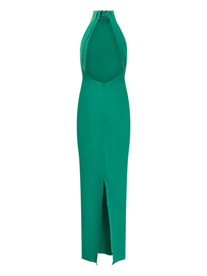 Halterneck Slit-Detail Maxi Dress