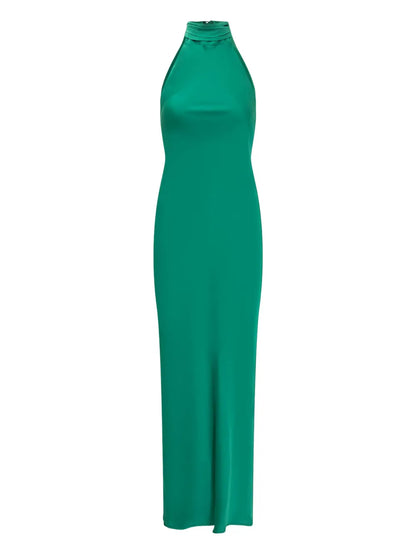 Halterneck Slit-Detail Maxi Dress