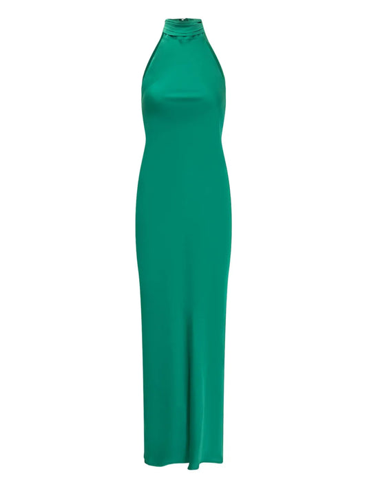 Halterneck Slit-Detail Maxi Dress