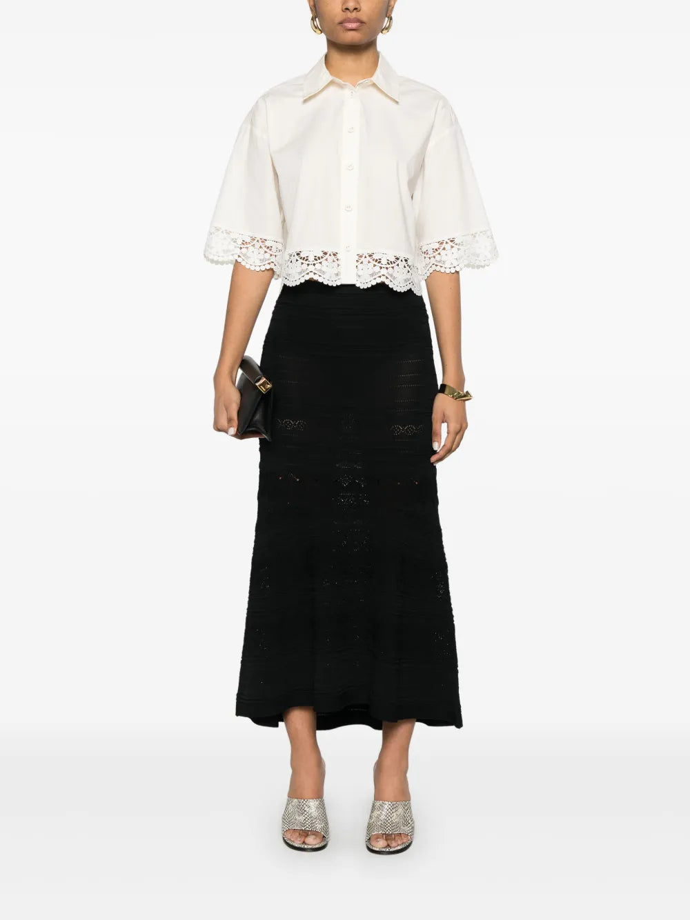 Lace-Trim Poplin Shirt