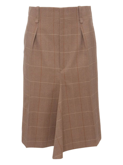 Checked Asymmetric Skirt