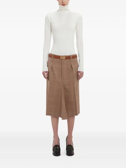 Checked Asymmetric Skirt