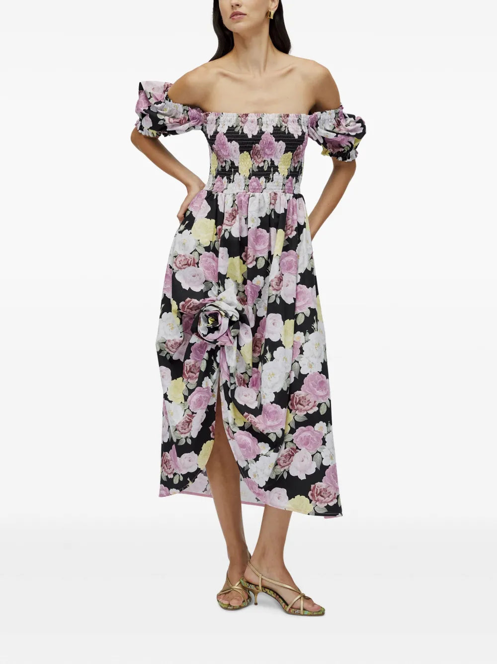 Belle Floral-Print Off-Shoulder Dress