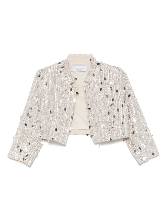 Sequin-Embellished Cropped Jacket