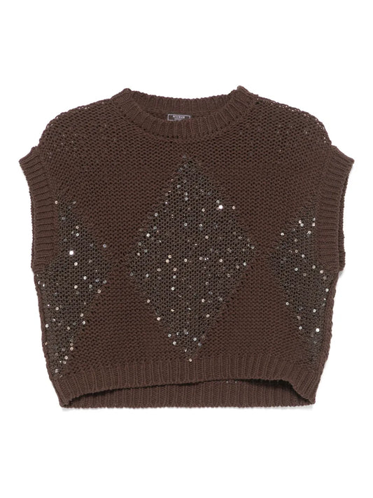 Sequin-Embellished Cotton Vest