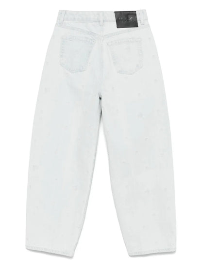 Floral-Embroidered Jeans