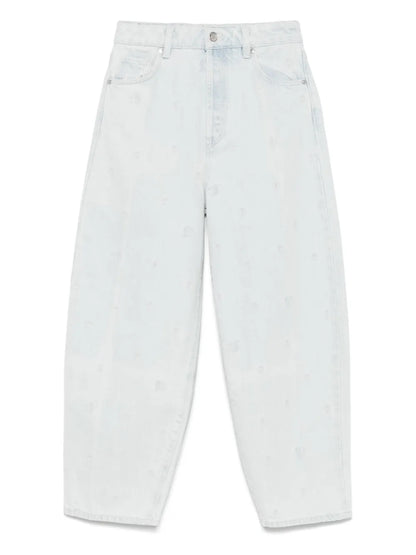 Floral-Embroidered Jeans