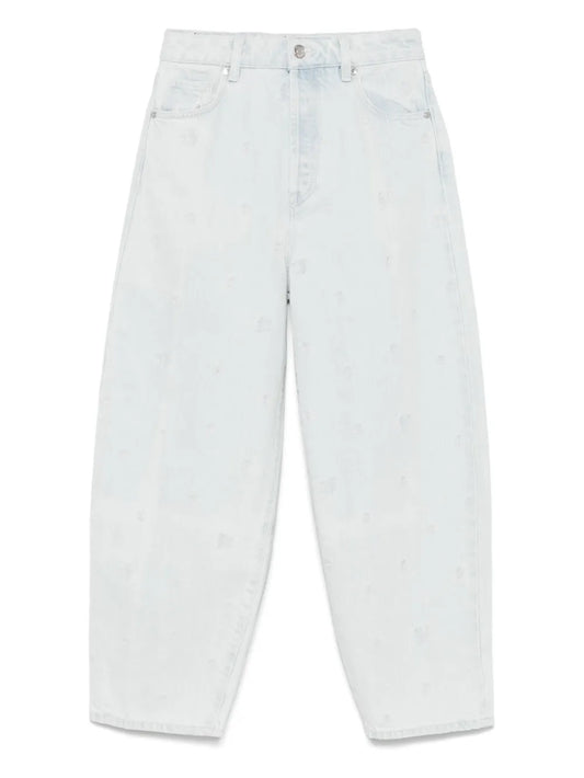 Floral-Embroidered Jeans