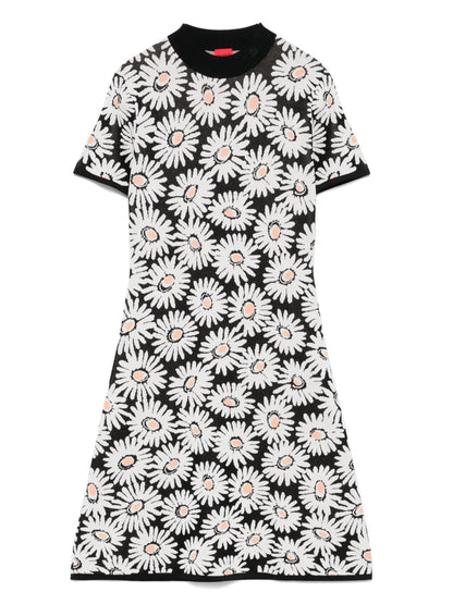 Floral-Jacquard Mini Dress
