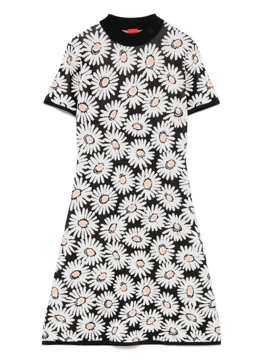 Floral-Jacquard Mini Dress