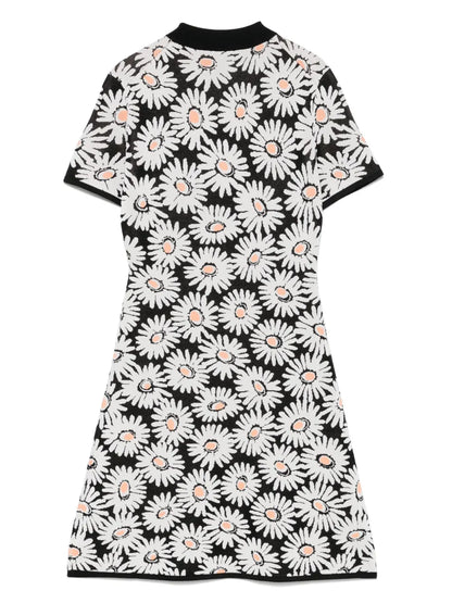 Floral-Jacquard Mini Dress