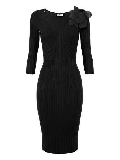Flower-Detailing Midi Dress
