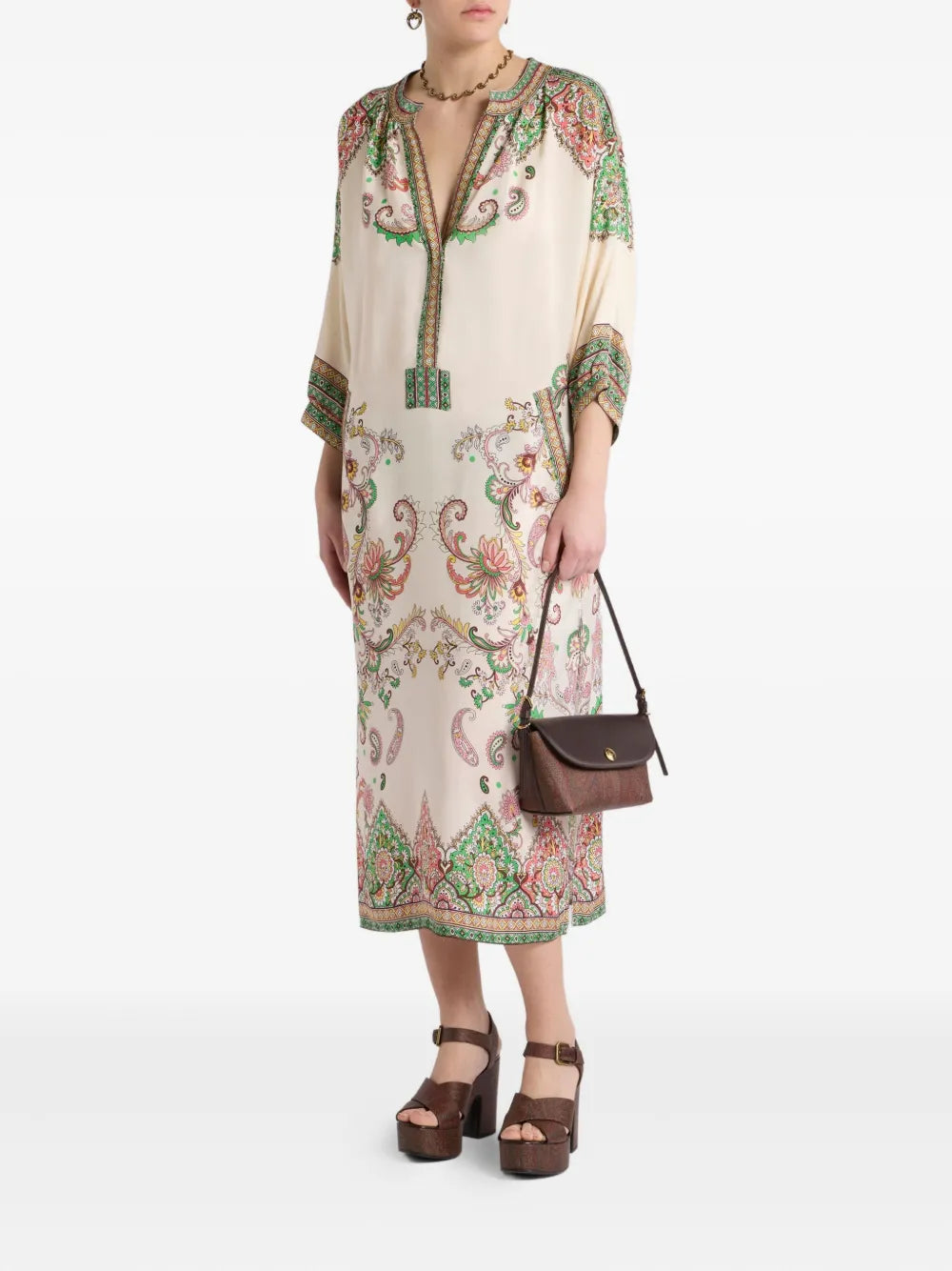 Paisley-Print Midi Dress