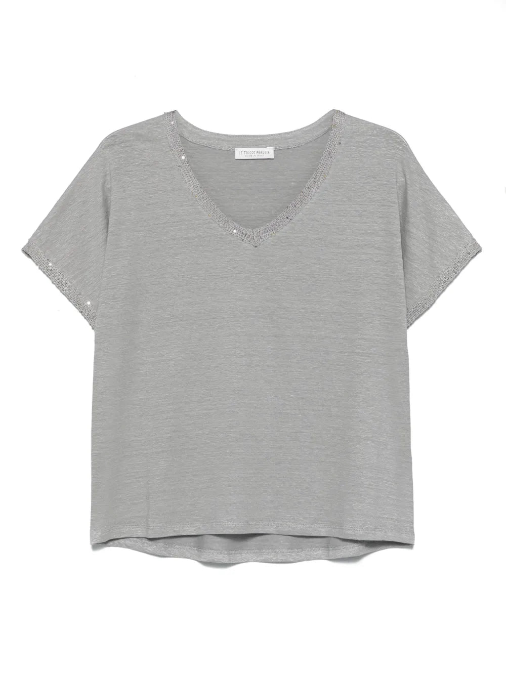 Sequined-Trim T-Shirt