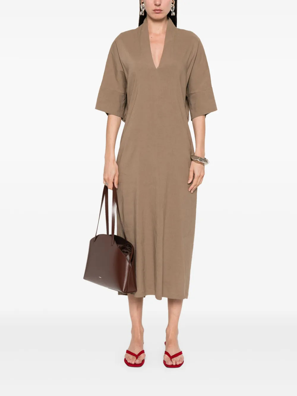 V-Neck Midi Dress