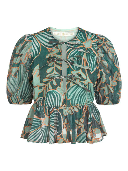 Estella Floral-Print Peplum Blouse
