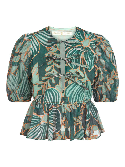 Estella Floral-Print Peplum Blouse
